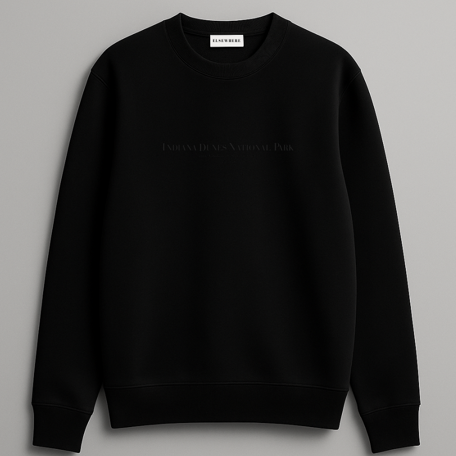 Indiana Dunes — Black-on-Black Crewneck